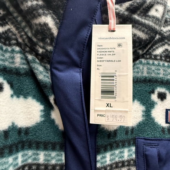 Vineyard Vines- NEW!! Women Fleece Pullover Snap- Sheep/Lamb- Size XL - Picture 3 of 5